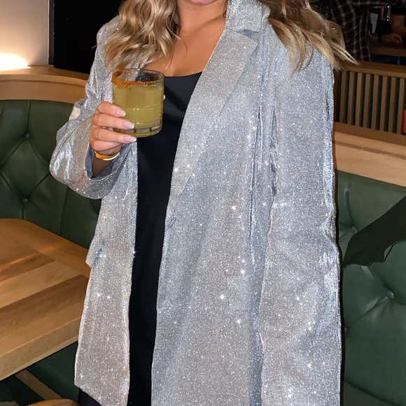 ASOS Jackets & Blazers - ASOS Sparkling Silver Blazer